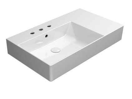 GSI KUBE X keramické umyvadlo 80x47cm, s odkládací plochou vpravo, 3 otvory, bílá ExtraGlaze 9456311