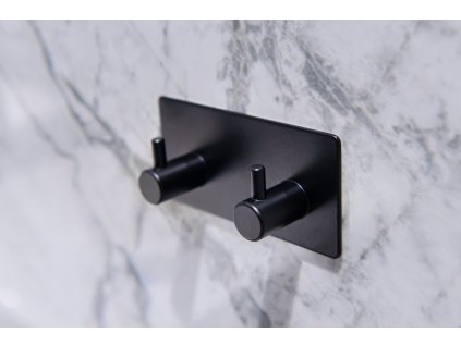 Hopa Věšák na stěnu na nalepení 3M, kov, černá barva KD02091772