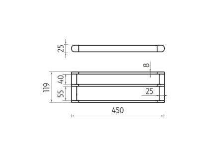 drzak na rucniky dvojity 45 cm vykres
