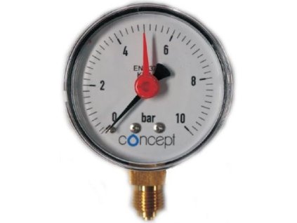 CONCEPT 100 B.1.3. 304 manometr standardní 63mm, G1/4", 0-10bar, spodní, kov/sklo/akryl, CMS304/10/63