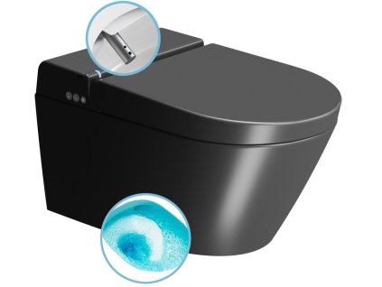 GSI WCLEAN závěsné WC Swirlflush s integrovaným elektronickým bidetem, černá dual-mat 7418K26