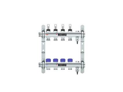 REHAU Nerezový rozdělovač HKV-D Easyflow 4 topné okruhy s indikátorem průtoku MFI min/max, 13831401200