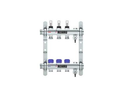 REHAU Nerezový rozdělovač HKV-D Easyflow 3 topné okruhy s indikátorem průtoku MFI min/max, 13831301200