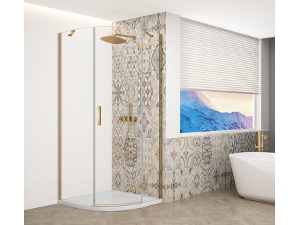 Gelco TRINITY GOLD MATT čtvrtkruhový sprchový kout 900x900mm, čiré sklo, pravé GT6590CR-G