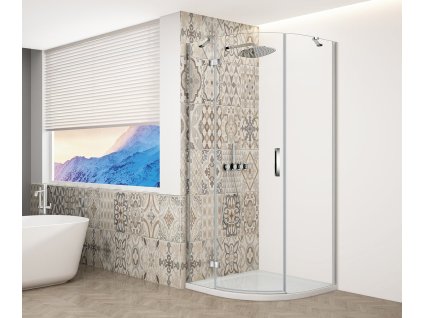 Gelco TRINITY CHROME čtvrtkruhový sprchový kout 900x900mm, čiré sklo, levé GT6590CL-CH