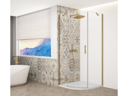 Gelco TRINITY GOLD MATT čtvrtkruhový sprchový kout 900x900mm, čiré sklo, levé GT6590CL-G