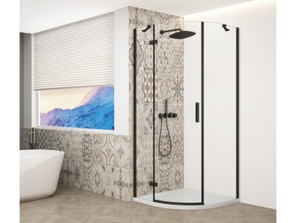 Gelco TRINITY BLACK čtvrtkruhový sprchový kout 900x900mm, čiré sklo, levé GT6590CL-B