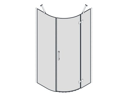 Gelco TRINITY skleněné díly čtvrtkruhová zástěna 900x900, sklo mat, pravé GT6590MR