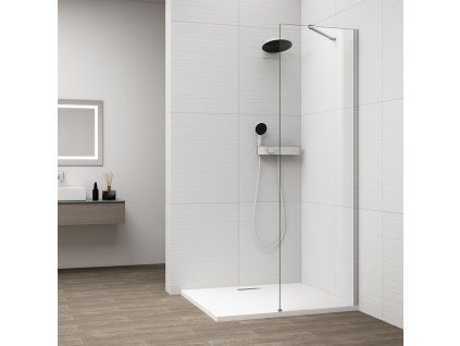 Polysan ESCA CHROME jednodílná sprchová zástěna k instalaci ke stěně, sklo čiré, 400 mm ES1040-01