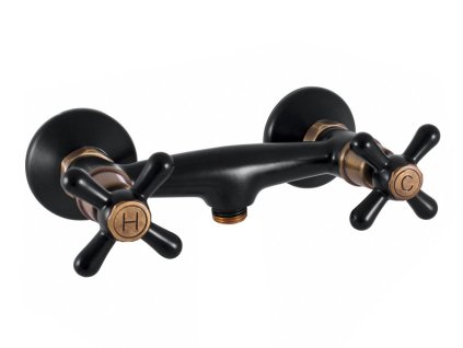 MORAVA RETRO - Sprchová baterie, Černá matná/Stará mosaz (Bronz) MK180.5CMATSM, RAV Slezák MK180.0CMATSM