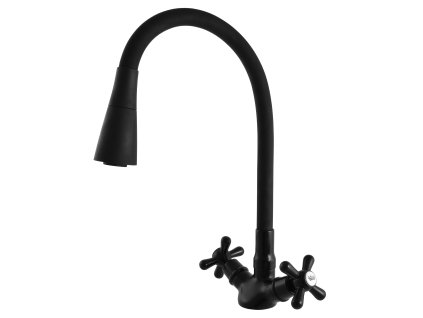 MORAVA RETRO - Umyvadlová/dřezová baterie s flexibilním ramínkem bez výpusti, Černá - matná MK120.0/13CMAT, RAV Slezák