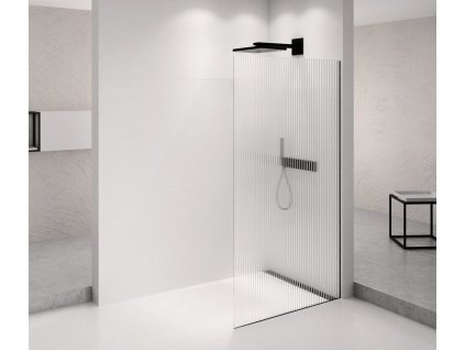 Polysan ARCHITEX BLACK MATT sprchová zástěna 1262mm, sklo Flute AXB130FL