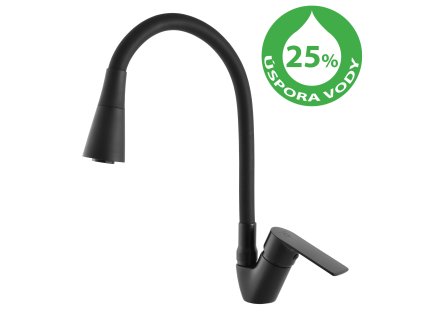 VLTAVA ECO - Dřezová baterie s flexibilním ramínkem, Černá - matná VTE406.5/13CMAT, RAV Slezák