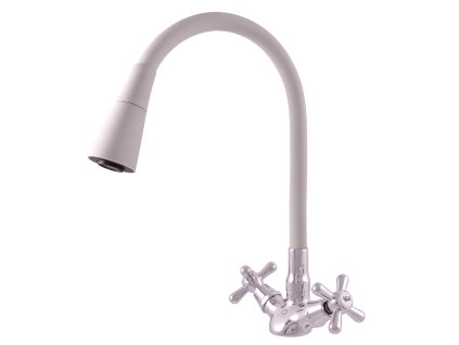 MORAVA RETRO - Umyvadlová/dřezová baterie s flexibilním ramínkem bez výpusti, Chrom/Šedá MK120.5/13S, RAV Slezák