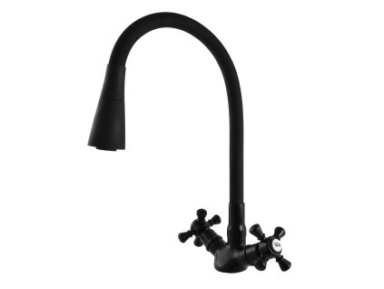 MORAVA RETRO - Umyvadlová/dřezová baterie s flexibilním ramínkem bez výpusti, Černá - matná MK320.5/13CMAT, RAV Slezák
