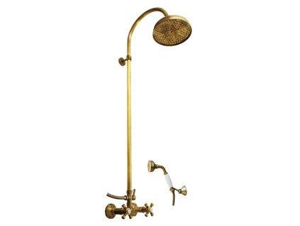 MORAVA RETRO - Sprchový systém s vodovodní baterií, Stará mosaz (Bronz) MK381.5/3SM, RAV Slezák MK381.0/3SM