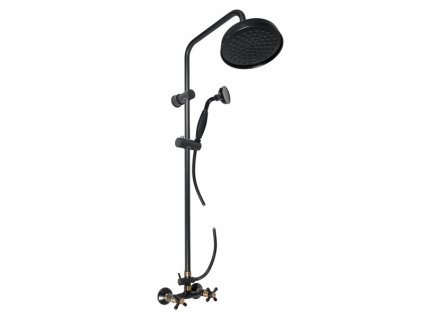 MORAVA RETRO - Sprchový systém s vodovodní baterií, Černá matná/Stará mosaz (Bronz) MK181.5/7CMATSM, RAV Slezák
