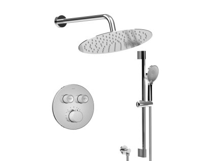 Sapho SMART SELECT podomítkový sprchový set s termostatickou baterií, 2 výstupy, posuvný držák sprchy, chrom RP032-02