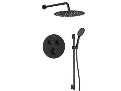 Sapho SMART SELECT podomítkový sprchový set s termostatickou baterií, 2 výstupy, posuvný držák sprchy, černá mat RP032B-02