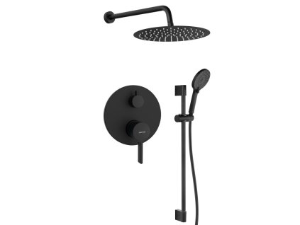 Sapho ICONIC podomítkový sprchový set s pákovou baterií, 2 výstupy, posuvný držák sprchy, černá mat AF042B-02