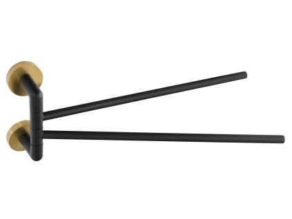 Sapho LARISSA dvojitý držák ručníků otočný 350mm, černá/zlato mat WS021BG