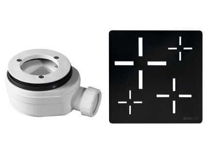 Gelco Vaničkový sifon, průměr otvoru 90 mm, DN40, krytka černá KSM107B-SN90