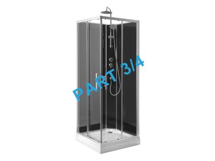 Aqualine GRANVIK sprchový box 800x800x2180mm komponent 3/4 zadní tmavé sklo 19-080-09-12-00