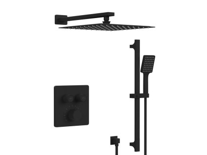 Sapho SMART SELECT podomítkový sprchový set s termostatickou baterií, 2 výstupy, posuvný držák sprchy, černá mat RP042B-02