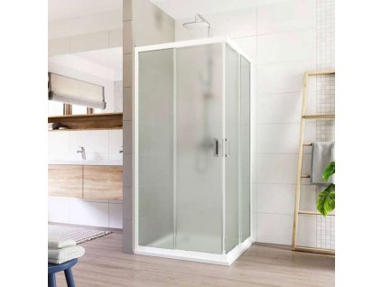 Mereo Sprchový kout, Lima, čtverec, zasunovací, 90x90 cm, bílý ALU, sklo Point CK608A02K