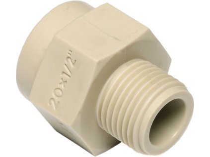 WAVIN EKOPLASTIK PPR přechodka 20x3/4", s plastovým závitem vnějším, svařovací, voda, PP-R, SDG02025RCT