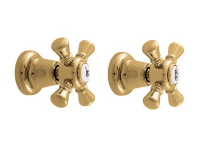 MORAVA RETRO - Sprchová baterie podomítková 1-cestná s tělesem, Zlatá lesklá MK383Z, RAV Slezák