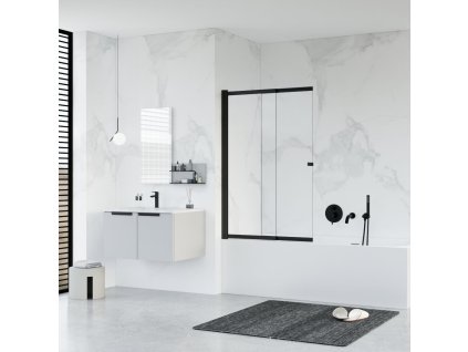 HOPA Vanová zástěna EASY SLIDE BLACK NEW Barva rámu - Černá matná, Rozměr A - 100, Rozměr C - 150, Směr zavírání - Univerzální Levé / Pravé, Výplň - Čiré bezpečnostní sklo - 5 mm BCEASL100BCN