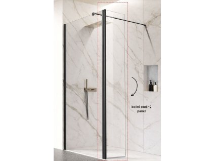 BESCO Boční otočný panel LAGOS GRAFIT NEW 200 Pevná stěna - 30 cm, Výplň - Čiré bezpečnostní sklo - 8 mm BCLAGO2OPGC