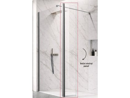 BESCO Boční otočný panel LAGOS CHROM NEW 200 Pevná stěna - 30 cm, Výplň - Čiré bezpečnostní sklo - 8 mm BCLAGO2OPCC