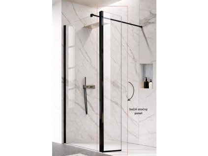 BESCO Boční otočný panel LAGOS BLACK NEW 200 Pevná stěna - 30 cm, Výplň - Matné bezpečnostní sklo - 8 mm BCLAGO2OPBF