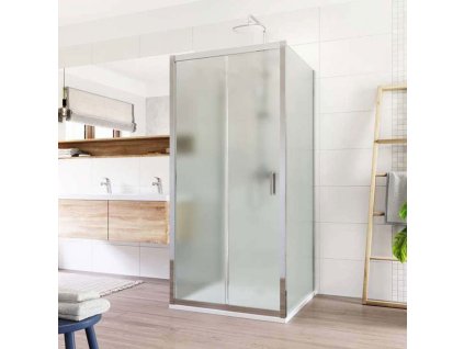 Mereo Sprchový kout, Lima, čtverec do prostoru U, zasunovací, 100x100x100 cm, chrom ALU, sklo Point CK85732K