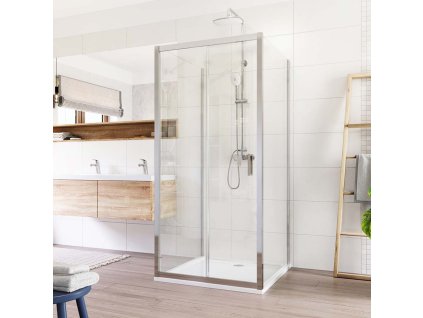Mereo Sprchový kout, Lima, čtverec do prostoru U, zasunovací, 100x100x100 cm, chrom ALU, sklo Čiré CK85733K