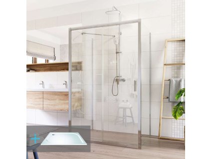 Mereo Sprchový set: LIMA, obdélník, 100x120x100x190 cm, chrom ALU, sklo Čiré vč. vaničky litý mramor CK85543KM