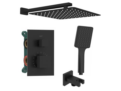 Sapho Podomítkový sprchový set s termostatickou baterií, box, 2 výstupy, černá mat 1102-32B-21