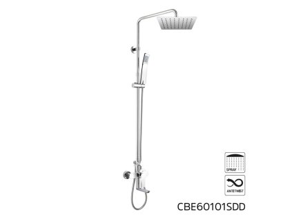 Mereo Dita vanová baterie s talířovou hranatou slim sprchou, nerez CBE60101SDD