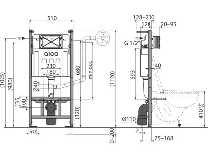 ALCA WC modul pro suchou instalaci (do sádrokartonu) AM122/1120D