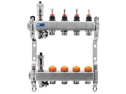 Novaservis Nerezový rozdělovač F-PRO s automatickou regulací průtoku 7 okruhů FPR-RZPU07AB