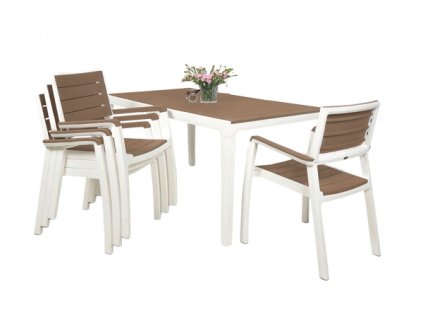 Zahradní nábytek Keter Harmony set stůl + 4 židle bílý / cappuccino, 610133