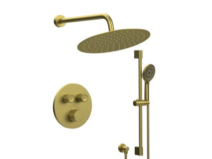 Sapho SMART SELECT podomítkový sprchový set s termostatickou baterií, 2 výstupy, posuvný držák sprchy, zlato mat RP032GB-02