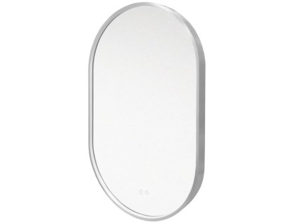 Mereo Mereo zrcadlo oválné 50x80 cm, LED osvětlení, ocelově šedý rám, II. jakost, drobné škrábance rámu CN170S2J