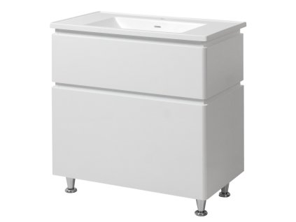 Lavedo Lion Kante I 80 White koupelnová skříňka s umyvadlem z litého mramoru, LION-I-KANTE