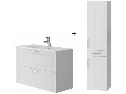 Lavedo Komplet Ossy 80 koupelnová skříňka s umyvadlem a vysoká skříňka 185 Ossy, bílá, OSC-80-OSC80