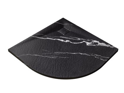 Besco Vexo 90x90 čtvrtkruhová sprchová vanička, marble black, VMB-90-90-P
