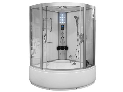 Aplomo Luxor White 135x135x220 parní masážní sprchový box s hydromasážní vanou, MO-08135SW
