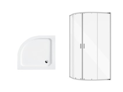 Besco Zarya čtvrtkruhový sprchový kout s vaničkou Alex, chrom Rozměr koutu: 80x80cm, ZC-AL-80-190